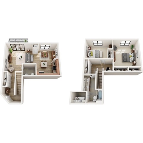 Floor plan for 2 beds, 2 baths, 1334 sqft